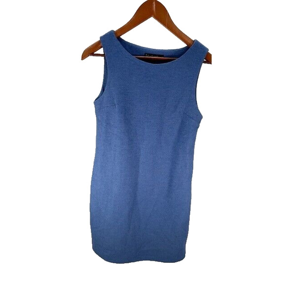Kiel James Patrick Shift Midi Dress Sleeveless Wool Blend Lined Blue Size XS - Picture 1 of 11